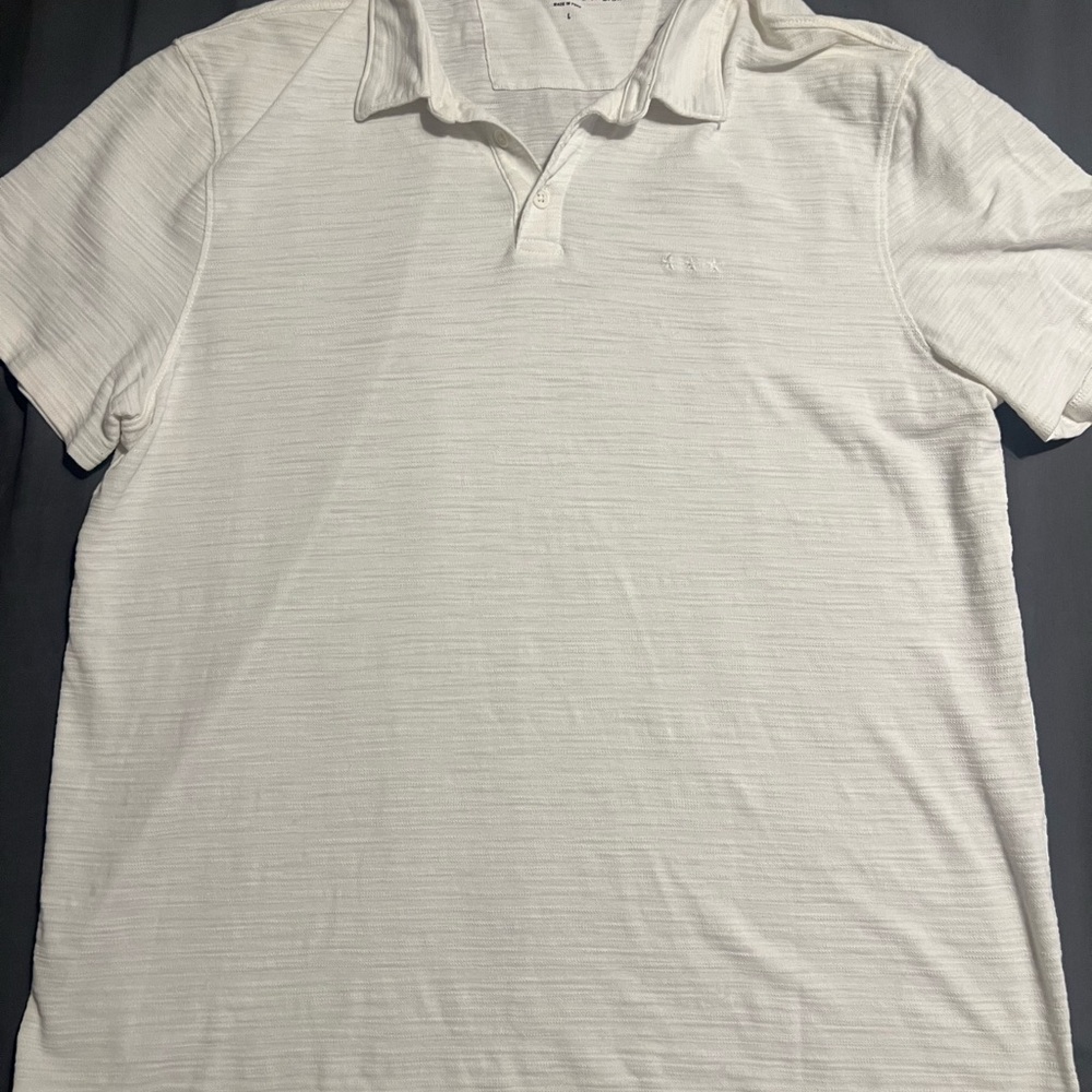 John Varvatos White Polo Shirt Textured Fabric